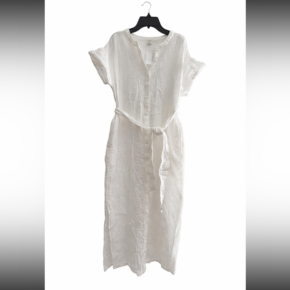 LOFT Beach Triple Cloth Short Sleeve Maxi Dress White XS NWT - Picture 2 of 5